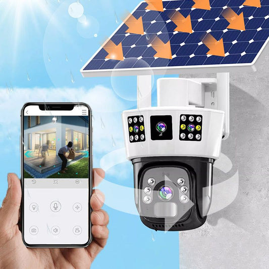 🔥2025 Hot Sale🔥360° Smart Solar Surveillance Camera with Three-screen Monitoring