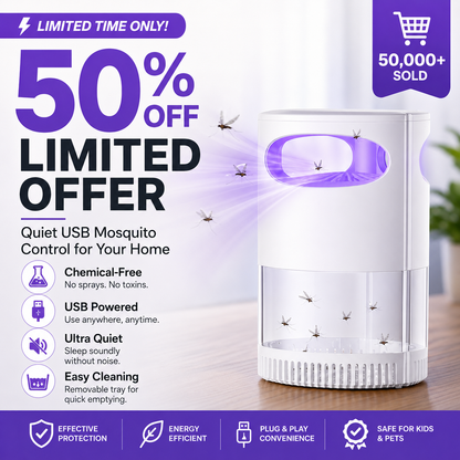 🌙 LIMITED-TIME 50% OFF! ✨ UV Mosquito Killer Lamp – USB, Quiet, Chemical-Free 🦟