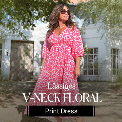 🎨New Arrival 50% Off💥Women's V-Neck Printed Dress – Brushstrokes of Summer🌺
