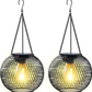 Vintage Metal Solar Lanterns 2PCS Upgraded Hanging Solar Lights Waterproof Outdoor Decorative Lights for Garden Yard Patio Pathway Solar Security Lights