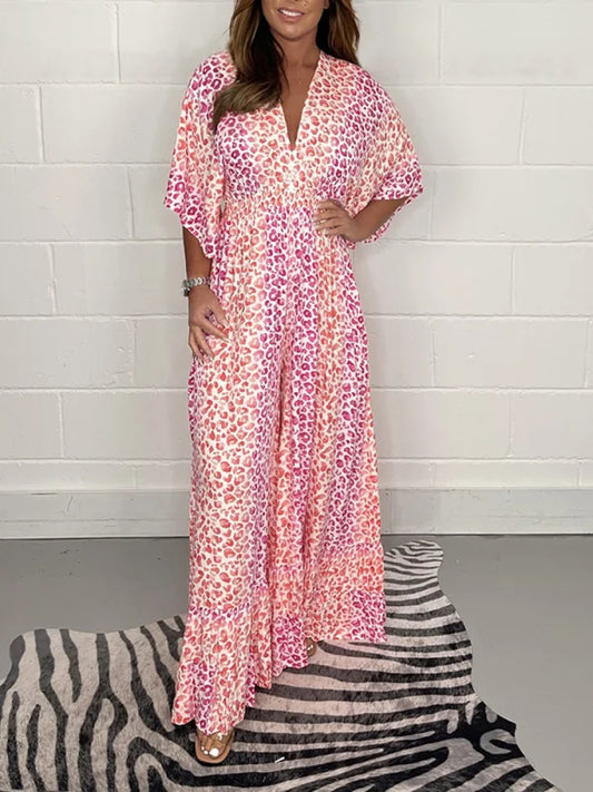 🔥Last Day Sale 50% OFF🔥V-neck Leopard Print Loose Wide Leg Suit 💝