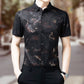 Men's Ice Silk loong Print Short Sleeve Shirt