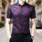 Men's Ice Silk loong Print Short Sleeve Shirt