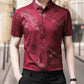 Men's Ice Silk loong Print Short Sleeve Shirt