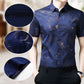 Men's Ice Silk loong Print Short Sleeve Shirt