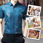 Men's Ice Silk loong Print Short Sleeve Shirt
