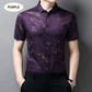 Men's Ice Silk loong Print Short Sleeve Shirt