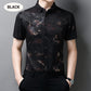 Men's Ice Silk loong Print Short Sleeve Shirt