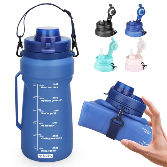 Silicone foldable anti drop sports portable water bottle