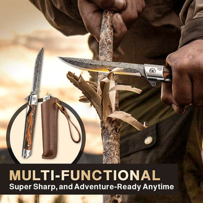 🗡️Super cool👉Folding knife with wooden handle for work, hiking & camping⛺Limited Time Special Discount⏳