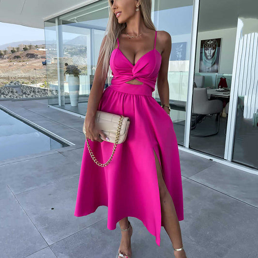👗Summer New💕Women’s Spaghetti Straps High Slit Dress | Adjustable Spaghetti Straps | Side Thigh Split💜Ladies! Hurry up~ 50% 🔥discount for a limited time 💜 buy two and enjoy free shipping✈️!!