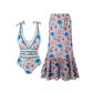 💖2025 Hot Sale💖⏳50% OFF for a limited time 💥Women's Fashion Tie-Shoulder Printed One Piece Swimsuit and Skirt—✈️Free Shipping 📦
