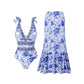 💖2025 Hot Sale💖⏳50% OFF for a limited time 💥Women's Fashion Tie-Shoulder Printed One Piece Swimsuit and Skirt—✈️Free Shipping 📦