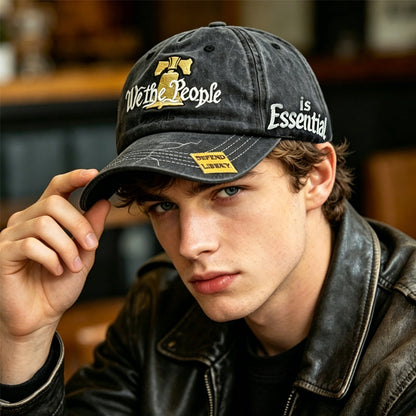 Distressed American Flag Embroidered Cap